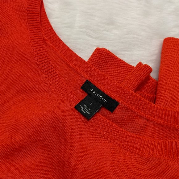 HALOGEN Red Bishop Sleeve Merino Blend Sweater SZ L - Picture 8 of 10